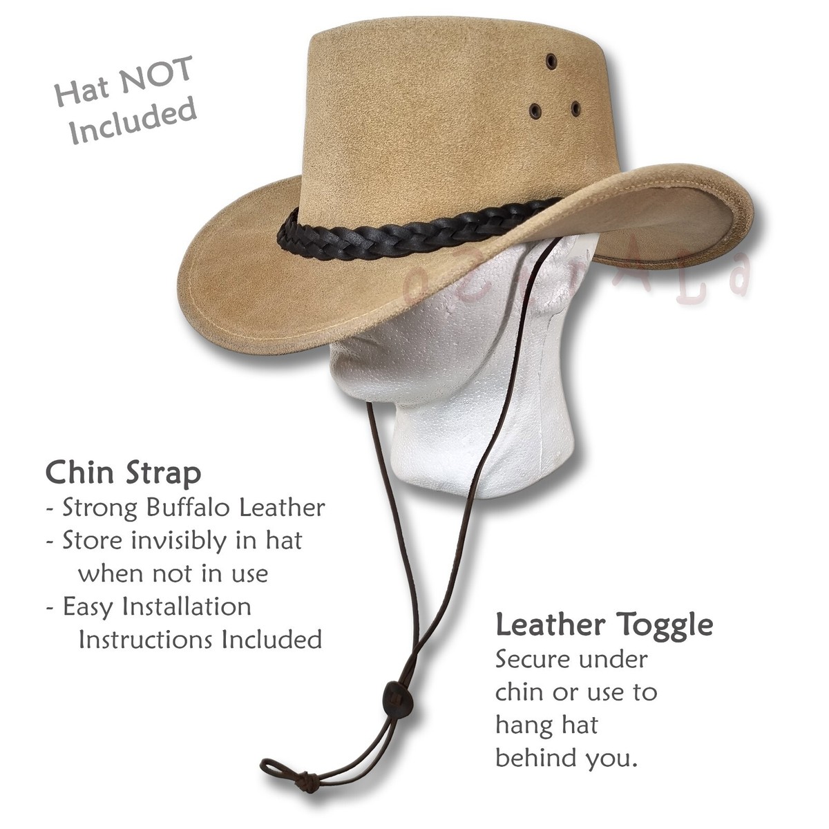 oZtrALa CHINSTRAP Buffalo LEATHER Stampede String Cowboy Hat Men HAC2  Chin-strap