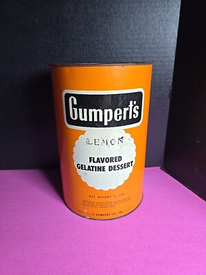 10lb Tin Can Gumpert's Lemon Flavored Geletine Dessert. Empty 10''x6 5/8'' VTG OS
