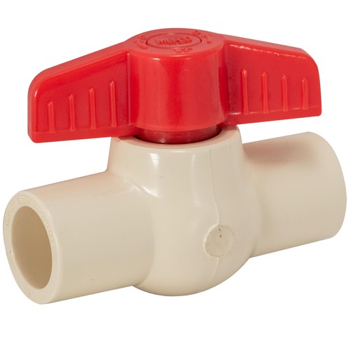 48636 1/2 Inch CPVC Slip Ball Valve White Plumbing Water Shut Off Fitting