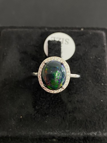 NATURAL BLACK OPAL 9X11 WHITE CZ STERLING SILVER 925 SET - 第 8/14 張圖片