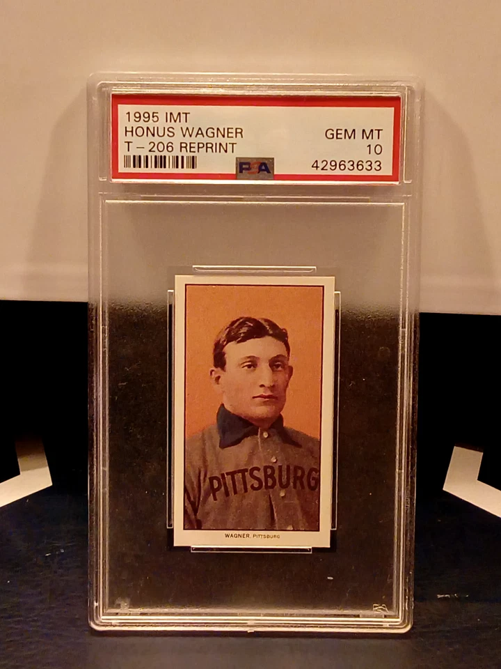 Reimpresión de tarjeta de tabaco Honus Wagner HOF 1909-T206 1995 retrato PSA - ¡10 GEMAS! Foto 2 de 4