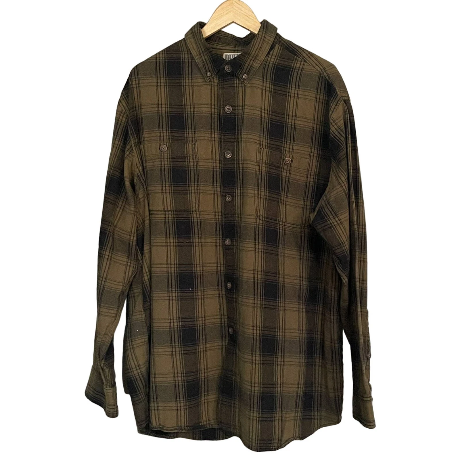 Duluth Trading Shirt Flannel Plaid Button Down Outdoor Active Mens XLT