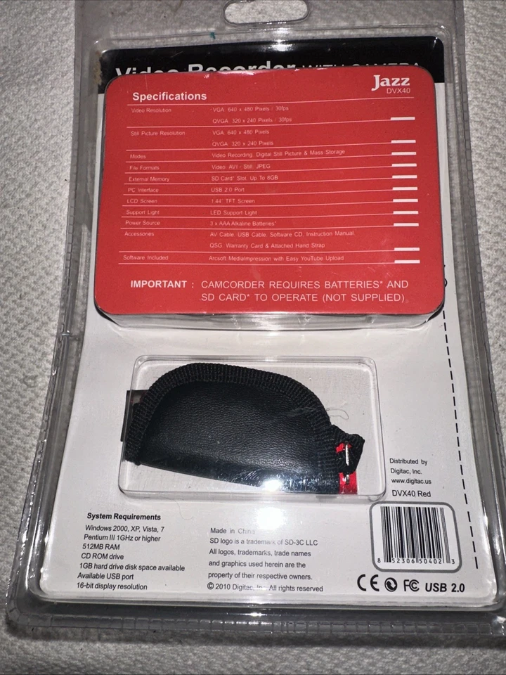 Jazz DVX40 Video Recorder with Camera ,Color LCD Screen. Red NEW - Image 4 of 4