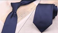 New Classic Solid Blue JACQUARD WOVEN 100 Silk Men's Necktie Tie