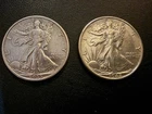 1935 & 1942 Walking Liberty Silver Half Dollar Coins