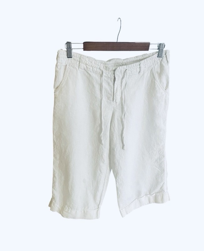 London Jeans White 100% Linen Capri Bermuda shorts size 6