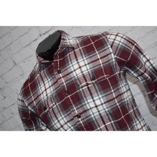American Eagle Flannel Dress Shirt Mens Size XS Extra Small Maroon Plaid Cotton