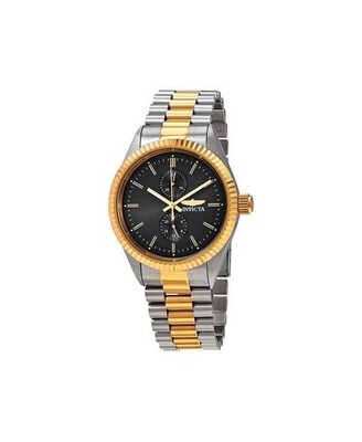 Invicta Specialty Mens 43mm Stainless Steel Gold Case Charcoal