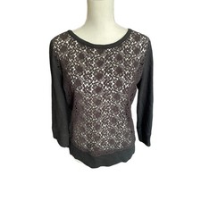 Ann Taylor LOFT Womens Crew Neck Lace Front B...