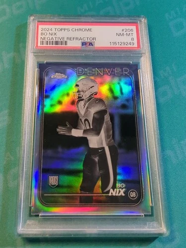 2024 TOPPS CHROME NEGATIVE REFRACTOR!!!  BO NIX #206 Denver Broncos ROOKIE PSA 8