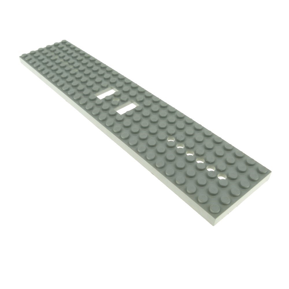 1X Lego Train Plate 28X6 Light Gray With 6 Holes Cutouts 1X2 Railroad 4093C