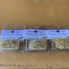 Lot 3 Mill Hill Frosted Glass Beads 62031 Gold For Needlework Projects