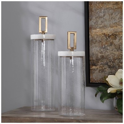 Uttermost Hayworth Clear Seeded Glass Containers Set of 2