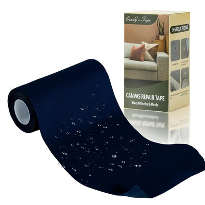 Linen Canvas Repair Tape, 4 X 63 in Navy Blue Waterproof Self-Adhesive Patch for