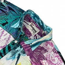 Desigual Men's 100 Cotton L/S Button Shirt Colorful Abstract XL