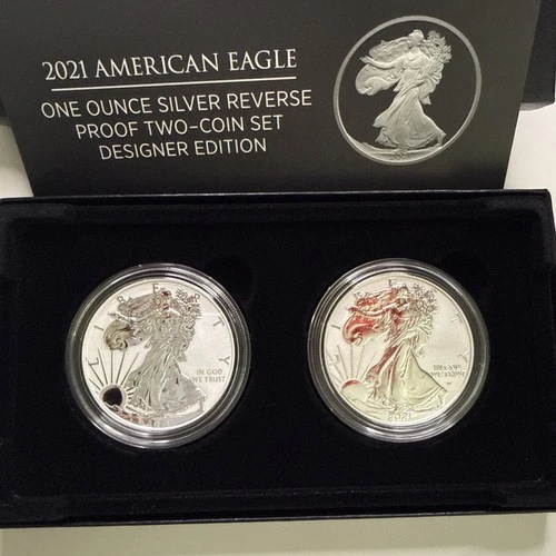 American Eagle 2021 One ounce Silver Reverse Proof Two-Coin Set 21XJ