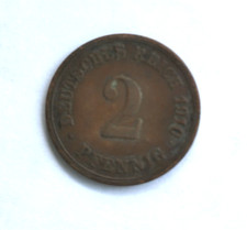 Kaiserreich 2 Reichspfennig 1910 F sehr sch&ouml;n