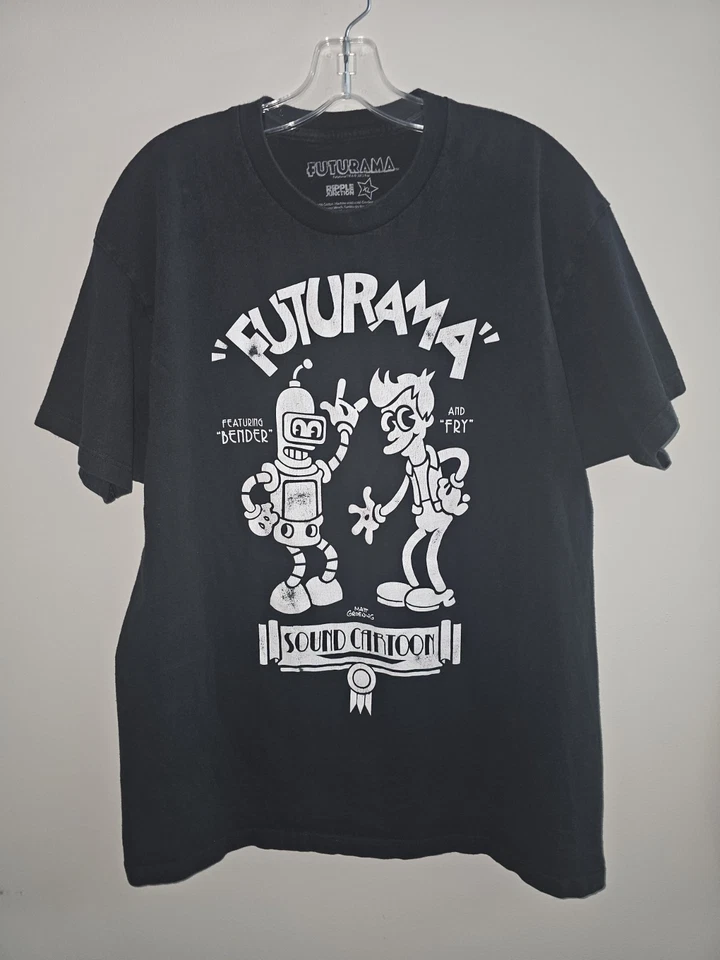 Futurama Bender Fry 2012 Retro Xl Mens Black Graphic Logo Short Sleeve Tshirt - Image 3 of 4