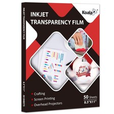 Koala Inkjet Transparency Film 50 Sheets 100 Clear Transparency Paper for In