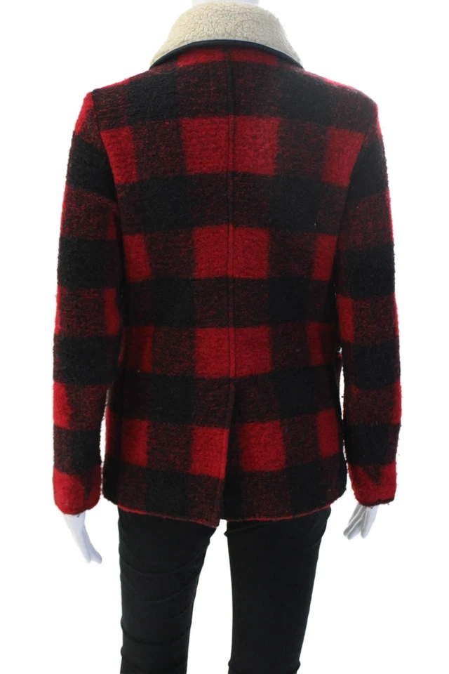 Isabel Marant Etoile Womens Pea Coat Black Wool Blend Button Collared Size M - Image 3 of 4