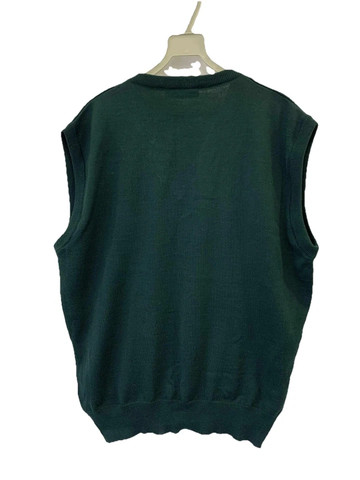 Chaleco de lana vintage Burberrys of London para hombre talla XL 46 pecho verde pura lana nueva #85 Foto 2 de 4