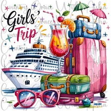 Transferencia de sublimación niñas viaje crucero listo para presionar transferencia de calor paquete de 6