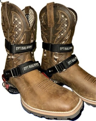 Youth / Adult Boot Size 10 or Smaller Black Nylon Spur Strap Kit 1'' - EPT Bull R
