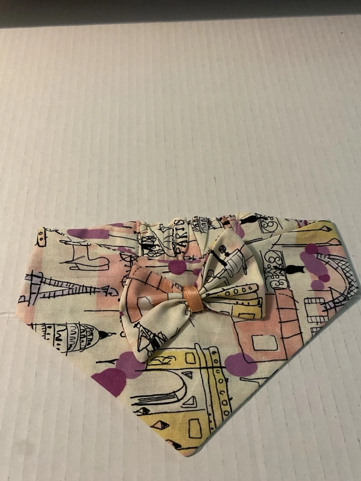 две банданы, розовые сердца и парижский бант, подходит для маленьких и средних собак, шея 14 дюймов - Изображение 2 из 2