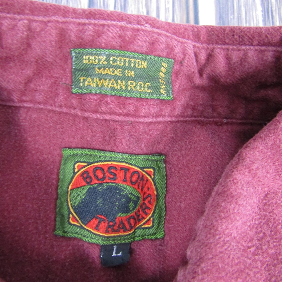复古 Boston Traders 衬衫男式大号勃艮第套衫肘贴休闲 90 年代 — 第 2/4 张图片
