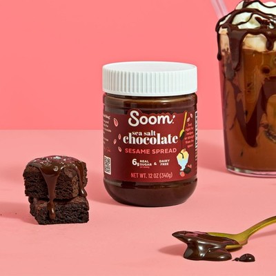 Soom Dark Chocolate Sea Salt Tahini Spread, Case of Six 12 Oz Jars
