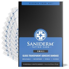 Saniderm Tattoo Aftercare Bandage 10 4 x 4 Inch 10 Sheets , Transparent