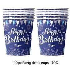 Blue Birthday Tableware set Party Table cloth Plates napkin cups decoration boys