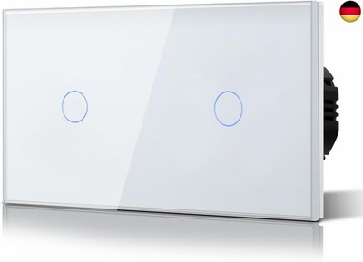 BSEED Doppelt Touch Lichtschalter 1-Fach 1-Wege Glasscheibe Wandlichtschalter