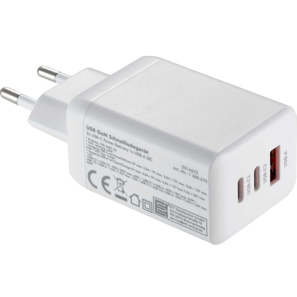 Mcpower Usb Gan SchnellladegeräT, 65W, 2X USB-C Pd, 1X USB-A Qc, 3 Ports,-image
