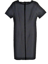 TAHARI Charcoal Bodycon round neck Slick Look Professional Mini Dress size 6