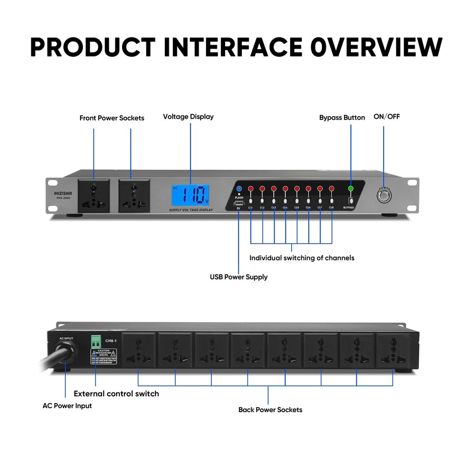 Power Conditioner, 20 Amps 10 Outlet Rack Mount Power Sequencer for ...
