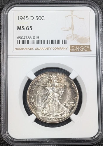 1945-D Walking Liberty Silver Half Dollar - NGC MS65