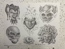 Vintage Tattoo Flash Bob Tyrell Production Set 2000. 4 Of 5 Sheets