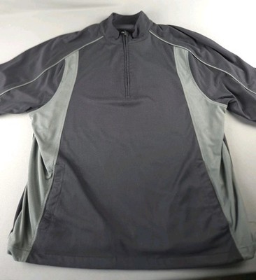 Greg Norman Shark Golf Pullover 1/4 Zip Large Herren blau grau Taschen Langarm