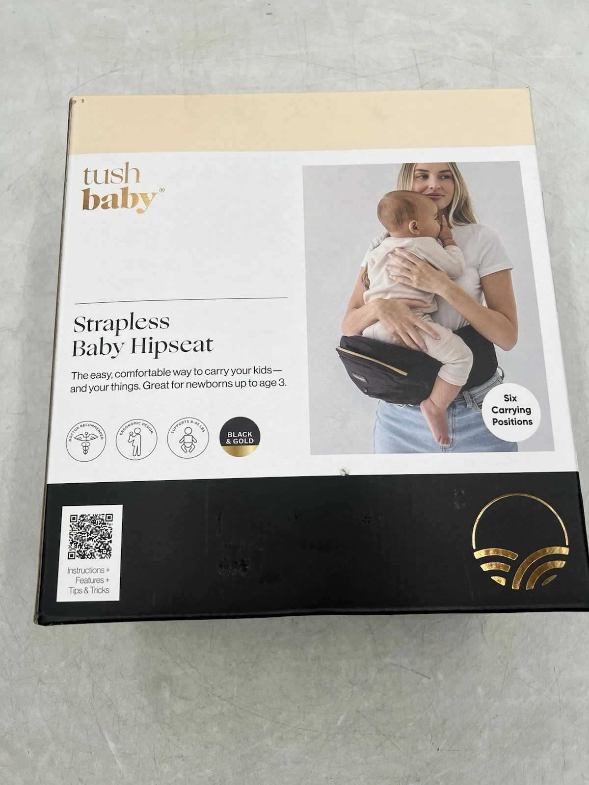 Tushbaby Hip Seat Baby Carrier - Black/Gold New In Box