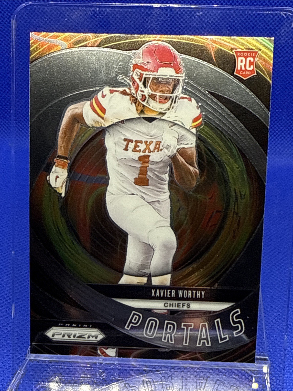2024 Panini Prizm Football Portals Xavier Worthy #10 Silver Prizm RC Chiefs