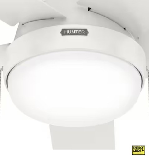 ⚡️QUIK SHIP⚡️Hunter Germantown WhisperWind 52” White Low-Ceiling Fan LED Lights - Picture 5 of 10