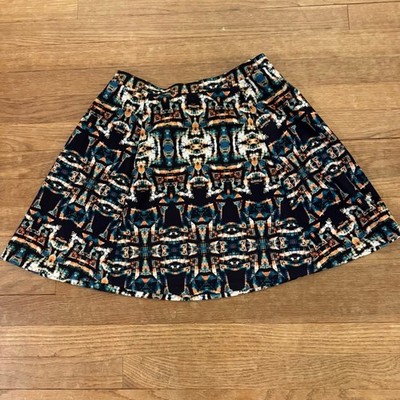Lily White orange black geometric a-line mini skirt juniors size medium b43