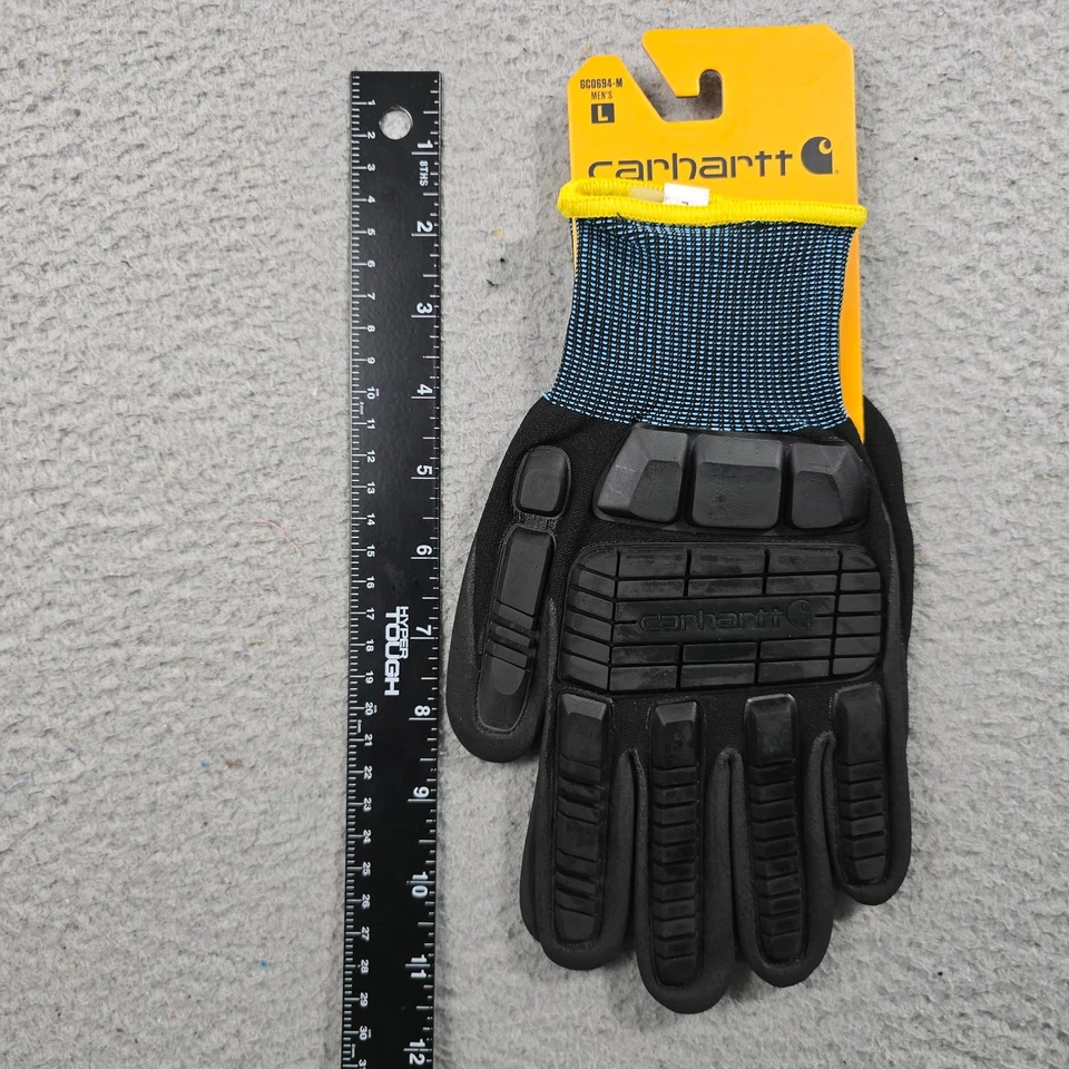 Guantes híbridos Carhartt C-Grip para hombre grandes L negros tejidos agarre de goma elásticos nuevos con etiquetas Foto 4 de 4