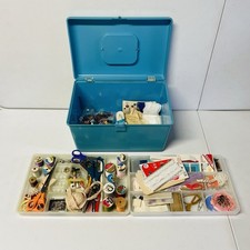 Large Vintage Sewing Notions Estate Lot Thread Scissors Needles Fabric Box Mixed
