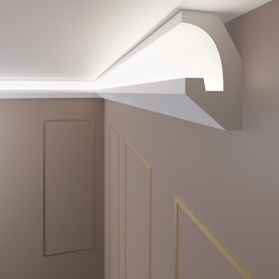 10 Meter+4 Innenecken Stuckleiste für indirekte Beleuchtung Licht OL-59