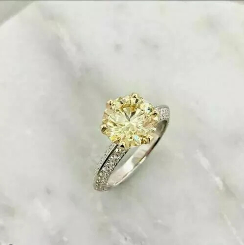 1,80 Karat runder im Labor hergestellter Saphir-Solitär-Ehering 14K gelb vergoldet - Bild 1 von 4