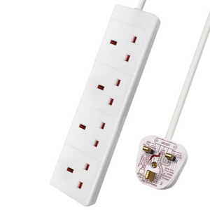 4 Way Socket Power Mains Extension Lead 1M Metre Cable Surge Protected Extrastar