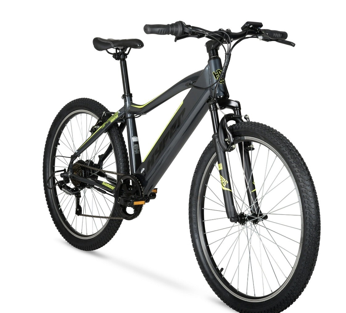 Electric Pedal Assist Mountain Bike 26In MTB 36 Volt Black,Hyper Bicycles E-Ride