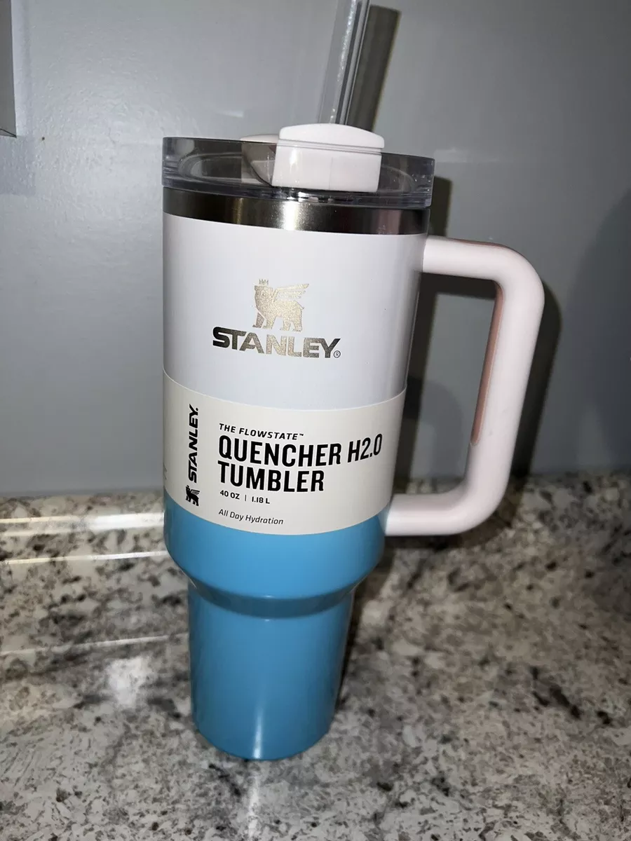 ☘☘☘ NEW Stanley Flowstate H2.O Quencher Pool Blue 40 OZ Tumbler Hard To  Find☘☘☘